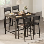 IDEALHOUSE Dining Table Set for 4 with Footrest & Corner Protector, Counter Height Table with 4 Upholstered Bar Stools, 5-Piece Kitchen Table Set, for Dining Room, Apartment, Pub, Rustic Black