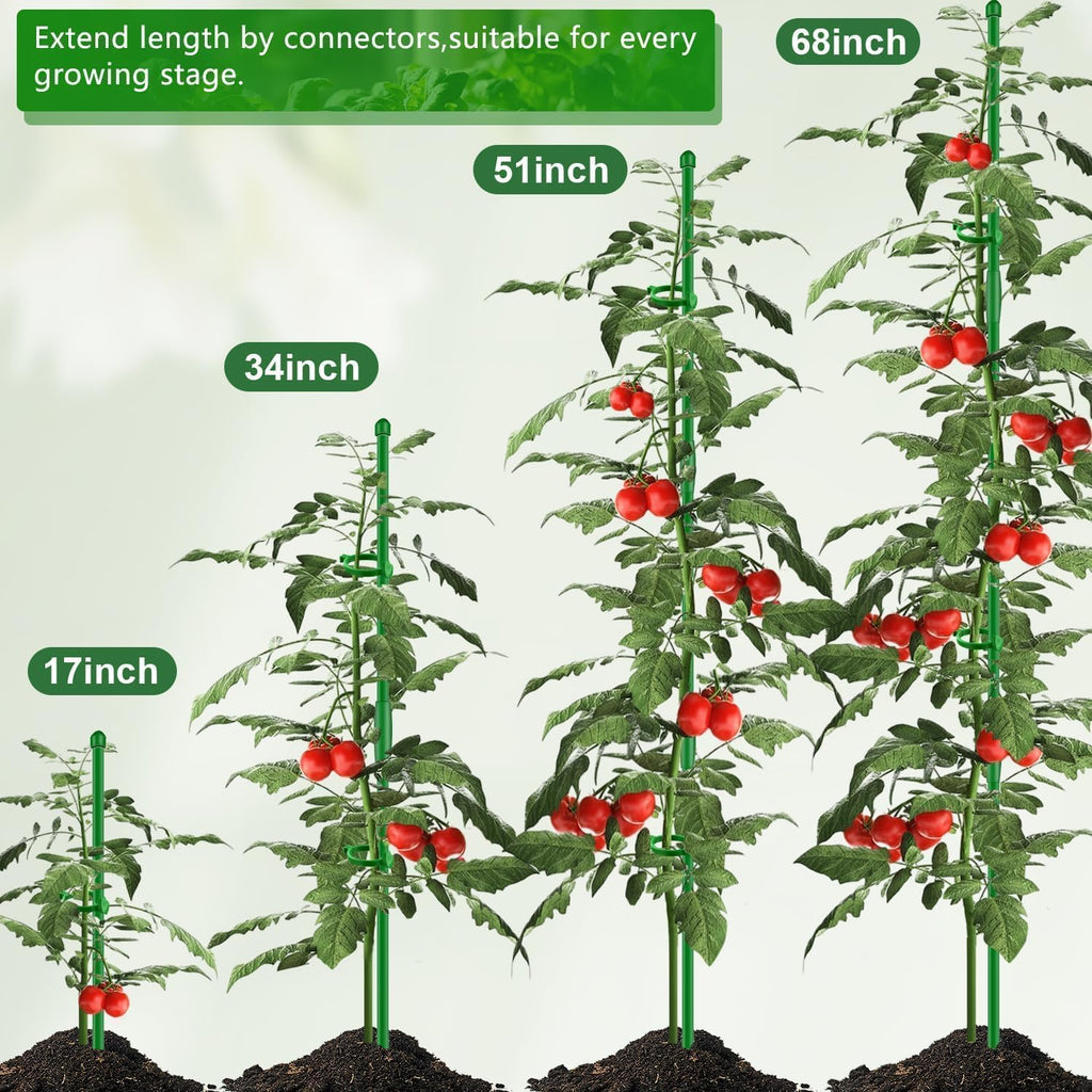 20Pcs Plant Support Stakes 17 inch SupKing Garden Orchid Sticks Extended to 3ft 4ft 5ft Plant Poles with Clips for Indoor Outdoor Potted Tomato Rose Amaryllis Vegetables Comes with 20 Ties