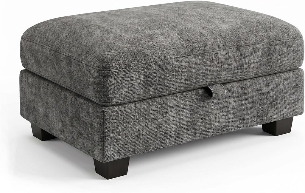 Ottoman Sofa, Modular Sectional Cloud Sofa with Storage Ottoman, Chenille Deep Seat Couch for Living Room, Dark Gray