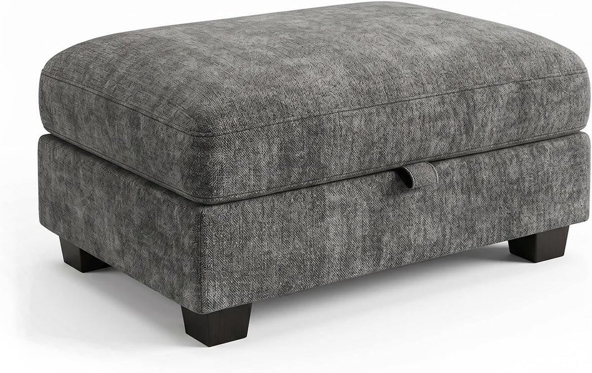 Ottoman Sofa, Modular Sectional Cloud Sofa with Storage Ottoman, Chenille Deep Seat Couch for Living Room, Dark Gray