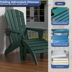 Plawdlik Folding Ottoman for Adirondack Chair–HDPE All-Weather Footrest for Outdoor Use, Garden & Poolside– Anti-Cracking, Fade-Resistant, Easy Assembly–Green
