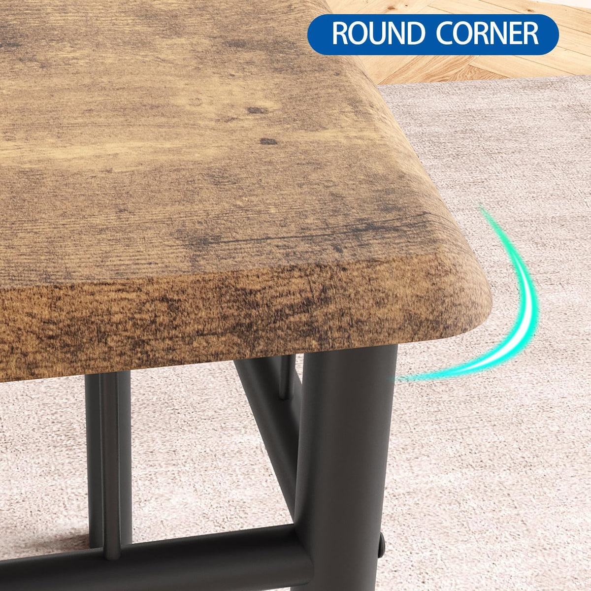 GAOMON 3-Piece Dining Table Set for 2, Square Space-Saving Kitchen Table & 2 Upholstered Chairs for 2, Compact Apartment Kitchen & Dining Room Set Furniture for Small Spaces, Rustic Brown