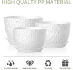 12/10/9 Inch Plant Pots, 3 Pack Large Flower Pots for Indoor and Outdoor Plants with Water Ripples, Large Plastic Flower Pots with Drainage Holes and Tray for Garden Indoor Plants