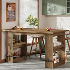 Tribesigns 63" Kitchen Island with Storage, Farmhouse Wood Stationary Island Table with Large Worktop & Leg Room, Coffee Bar Table for Kitchen, Dining Room, Living Room, Rustic Brown