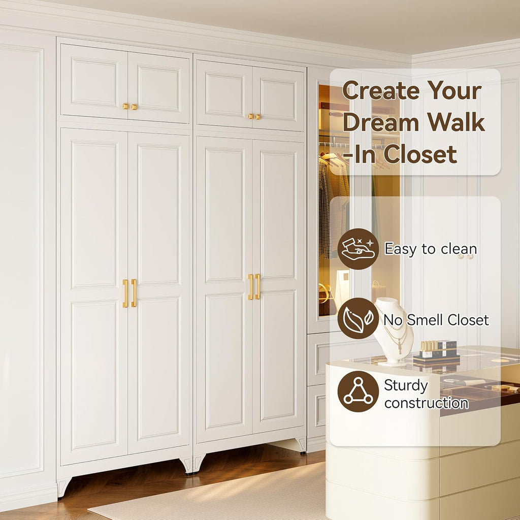 Metal Wardrobe Cabinets,Armoire Wardrobe Closet with Hanging Rod,Clothes Storage Cabinet with Adjustable Shelves and Doors,Clothing Cabinet for Bedroom,Office, Laundry Room
