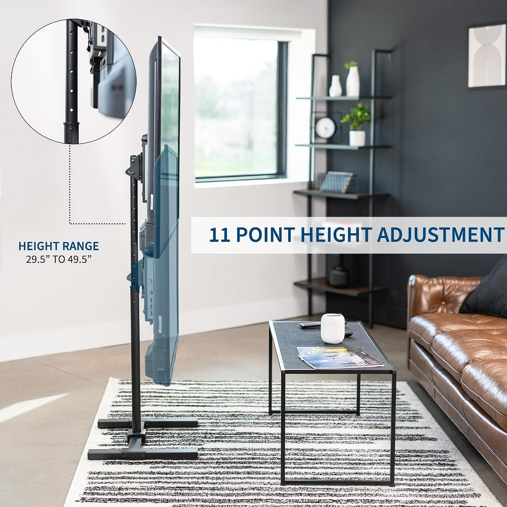 VIVO Black TV Floor Stand for 13 to 65 inch Screens, STAND-TV08 | Adjustable TV Stand for LCD LED OLED 4K Smart Flat and Curved Monitor Panels, Max VESA 400x400, Holds 44 lbs