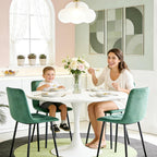 Velvet Dining Chairs Set of 4, Mid Century Upholstered Green Dining Room Chairs Tufted Upholstered Kitchen Chairs Set of 4 for Dining Room, Bedroom, Living Room