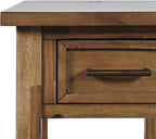 Jofran Acacia Wood USB Charging End Table with Storage, Transitional Side Table for Living Room Bedroom, Rustic Accent Table, Wire Brush Brown