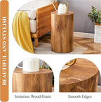 Modern Round Top Coffee Table,12Inch Cylindrical End Table,Small Side Table with Texture for Living Room,Office,Apartment