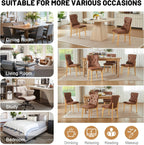 Faux Leather Dining Chairs Set of 4, Upholstered Dining Room Chair with Button Tufted, Solid Wood Legs, Mid Century Modern, Luxury Wingback Side Chair for Living Room, Kitchen, Restaurant, Brown