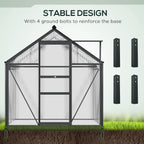 Outsunny 6' x 4' Greenhouse for Outdoors, Polycarbonate Greenhouse with Rain Gutter and Roof Vent, Aluminum Walk-in Green Houses for Outside for Patio Backyard Garden, Gray