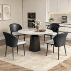 Faux Leather Dining Chairs Set of 4, Curved Back Upholstered Accent Chair, Modern Kitchen Side Chair with Metal Legs for Dining Room, Living Room, Bedroom, Black