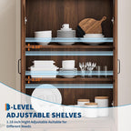 IDEALHOUSE 71.9" Tall Storage Cabinet with 30mm Thickened Board, Tempered Glass Doors & Anti-Tipping Kit, Pantry Storage Cabinet for Kitchen, Dining Room, Living Room
