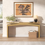 Epecoya Extra Long Console Tables for Living Room, Slim Entryway Table 63 Inches Long, Wooden Couch Table Behind Sofa for Hallway, Living Room, Home, Natural Teak