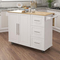 Kitchen Island with Spice Rack, Towel Rack and Extensible Solid Wood Table | Includes extensible solid wood table top and three drawers with cabinet door