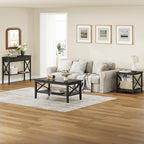 ChooChoo Oxford Coffee Table with Thicker Legs, Black Wood Coffee Table with Storage for Living Room