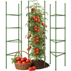 CEWOR 3 Pack Extra Tall Tomato Cage, 63 Inch Adjustable Tomato Trellis | Large Tomato Cages for Garden, Plant Cages Structure Triangle Stakes for Raised Garden Bed, Climbing Plants Outdoor