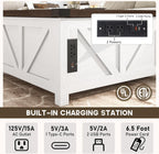 jimeimen Farmhouse Lift Top Coffee Table with Storage, Wood Square Center Table with Charging Station&USB Port, Living Room Table w/Large Hidden Space, for Living Room, Bedroom, Home Office, White