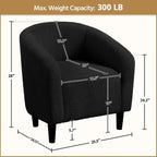 Yaheetech Small 25.5in Wide Sherpa Barrel Accent Chair for Bedroom, Black | Compact Cozy Barrel Chairs with a Curved Silhouette, Upholstered Furry Armchair for Small Spaces, Living Room Bedroom Corner