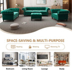 Velvet Sofa Couches Set, 3-Piece Mid Century Modern Upholstered Couch with Cushions, Home Sofa Sectional Furniture Sets, Comfy Tufted Chesterfield Couches for Living Room, Bedroom, Office