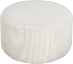 Merax 30.25" Modern Upholstered Round Corduroy Ottoman, Multifunctional Extra Seat, Side Table, Foot Rest, Stuffed Pouf Footstool for Living Room Bedroom, Beige