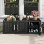 Outdoor Shoe Bench, Waterproof UV-Resistant Indoor Resin Shoe Cabinet, Entryway Shoe Storage with 3 Doors, Living Room, Bedroom, Black (3 Door)