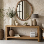 LUMISOL 63-Inch Farmhouse Console Table with Shelf, Light Brown | 2-Tier Rustic Entryway Table with Wood Veneer, Vintage Sofa Table for Behind Couch, for Living Room, for Hallway