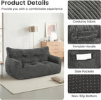 59" Corduroy Bean Bag Chair,2 Seat Loveseat Sofa,Corduroy Lazy Sofa Bed for Adults,Fit Living Room, Bedroom,Outdoor Spaces,Ultra Soft Dutch Velvet,Fluffy Comfort Cover,72h Rebound,Dark Grey