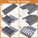 Light Bulb Organizer Storage Box, Ornament Storage with 30 Dividers Foldable Organizer with Lid Sturdy PP Board Fits Various Christmas Light Standard Bulbs Case Box Gray