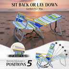 Backpack Beach Chair Wide Seat High Back Folding Camping Chair for Adults 5-Position Recline Supports 400 lbs Portable Chair with Cup Holder Cooler Bag Storage Pouch for Outdoor Lawn Picnic
