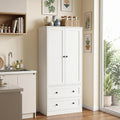 DIYART 64.2" Tall White Kitchen Pantry, Storage Cabinet with Doors and Drawers, Freestanding Wooden Organizer for Kitchen, Dining Room