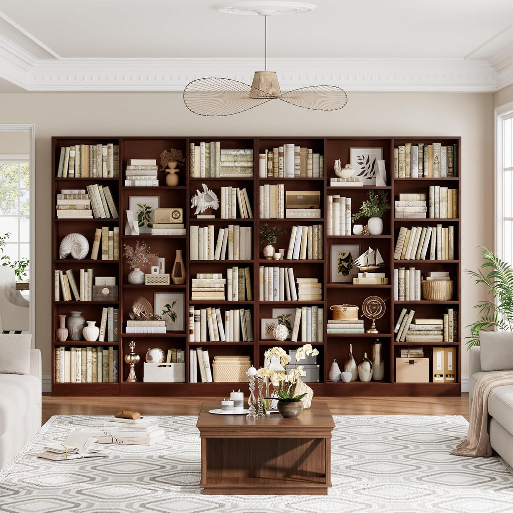 FACBOTALL Triple Wide Bookshelf, Large Bookshelf with 17 Display Shelves