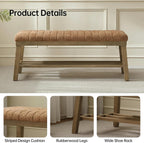 VKNOW Entryway Bench, 44.4" Upholstered Storage Shoe Bench for Entryway Bedroom, Shoe Rack Bench with Rubberwood Legs, Modern End of Bed Bench for Living Room and Hallway, Orange