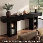 79" Entryway Console Table with Outlets & Storage-Black | 5.9" Thick Top,Zero Wobble,Behind Large Couch,Extra Long,Anti-Tip,Modern Farmhouse,Dense MDF,Living Room,Hallway,300lbs Load