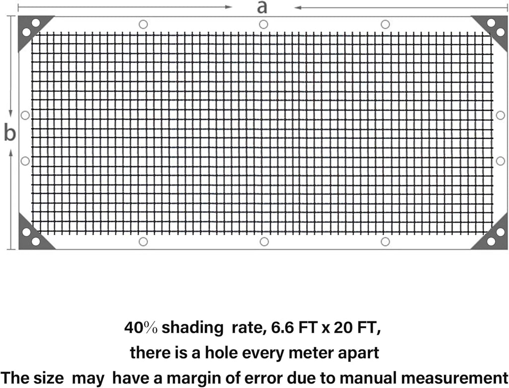 winemana Black Shade Cloth 40%, 6.6x20 FT Mesh Tarp - Garden Shade for Greenhouse, Patio, Vegetables, Plants Cover and Chicken Coops, Sun Shade Net for Outdoor Protection with Reinforced Grommets