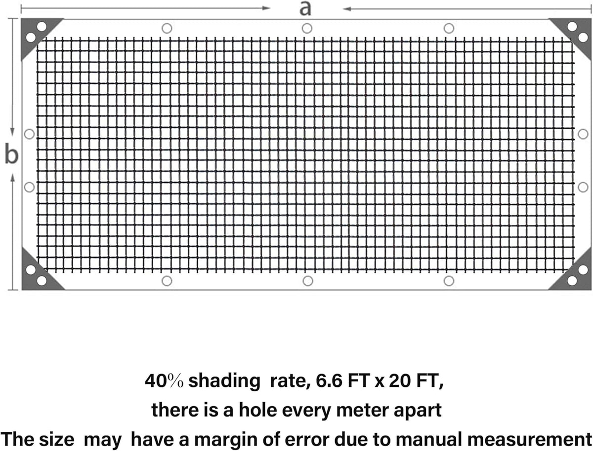 winemana Black Shade Cloth 40%, 6.6x20 FT Mesh Tarp - Garden Shade for Greenhouse, Patio, Vegetables, Plants Cover and Chicken Coops, Sun Shade Net for Outdoor Protection with Reinforced Grommets