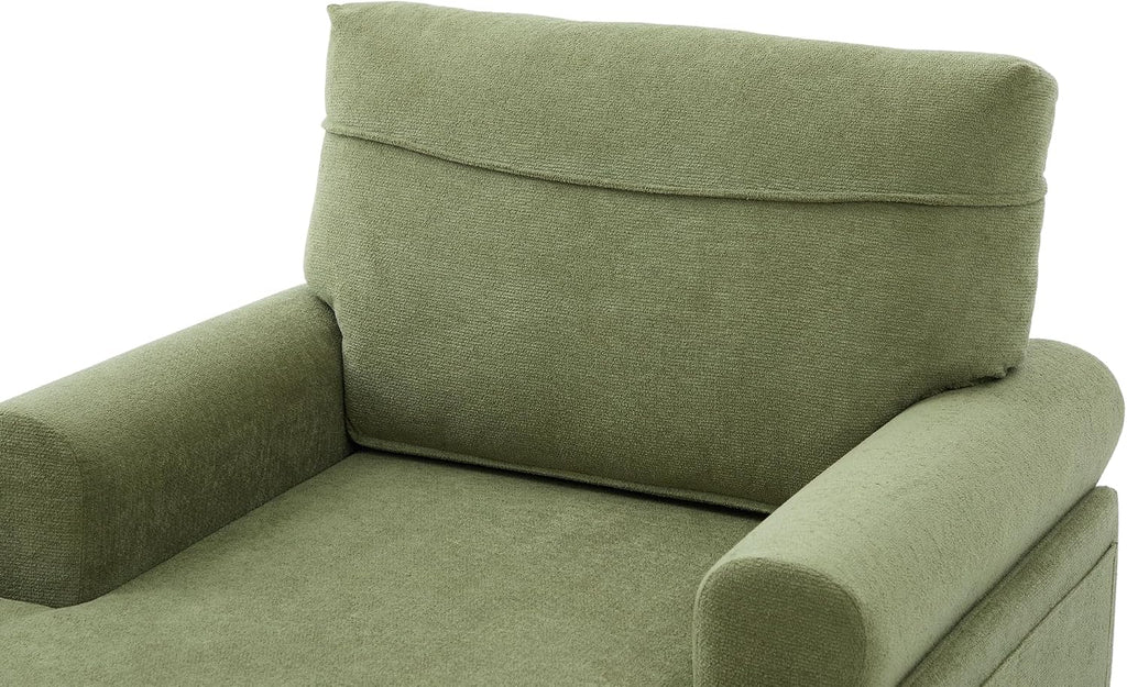 Eafurn 38" Modern Chaise Lounge Recliner Daybed Indoor, Comfy Chenille Upholstered Single Sofa Bed with Wodden Legs and Side Pockets, Deep Seat Sleeper Armchairs Couch for Living Room