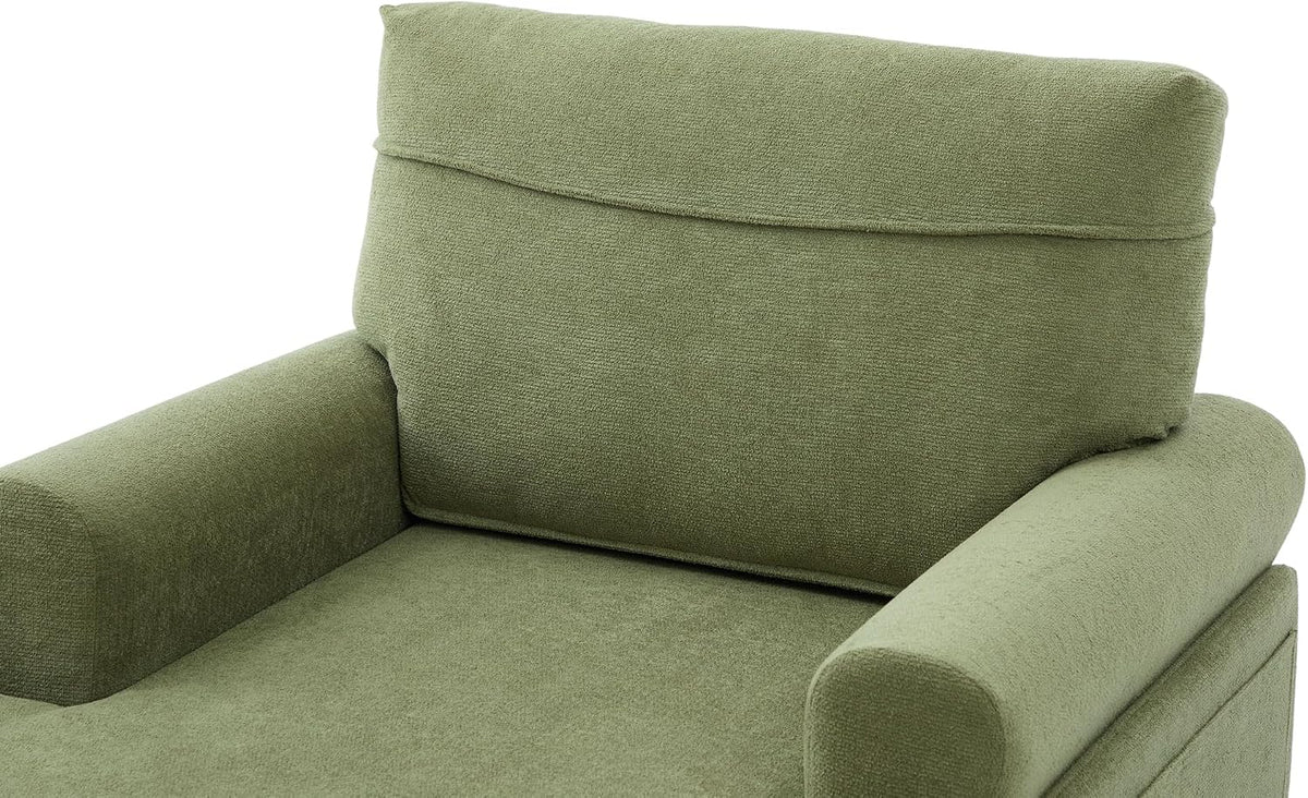 Eafurn 38" Modern Chaise Lounge Recliner Daybed Indoor, Comfy Chenille Upholstered Single Sofa Bed with Wodden Legs and Side Pockets, Deep Seat Sleeper Armchairs Couch for Living Room