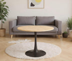 24" Tulip Table for 1-2 Persons Modern Round Dining Room Table, Mid-Century Modern Nature Small Kitchen Table with MDF Wooden Top, Leisure Coffee Table for Living Room, Dining Room, Office