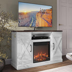BELLEZE 47" TV Stand with 18" Electric Fireplace Heater & Media Entertainment Center Console Table for TV up to 50" with Open Storage Shelves & Cabinets - Veropeso (White)