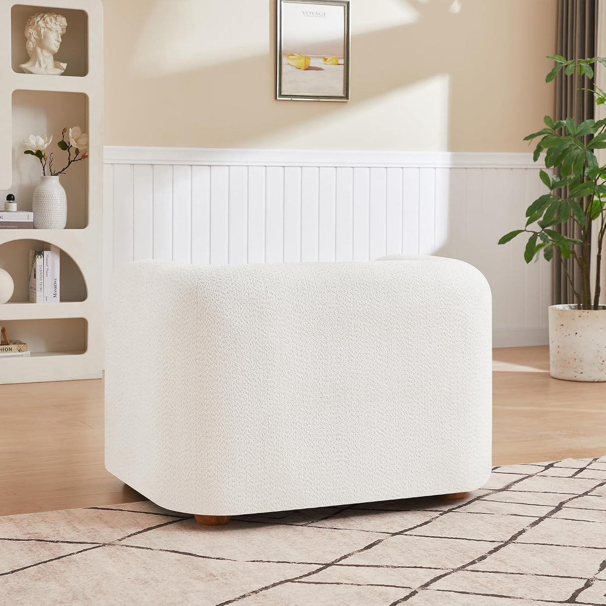 Mofolit 40" Barrel Chairs Oversized Modern Accent Chair Crate and Barrel Furniture for Living Room Bedroom Apartment .(Cream)