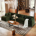 SoarFlash 137" Chenille L Shaped Modular Sofa with Ottoman,Green | Randomly Assemble Modular Sofa Sets, Modern Recliner Deep Seat Sofa Set for Living Room,Office