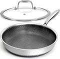 12 inches Frying Pan Nonstick Deep Sauté Pan and Lid, Non Stick Stainless Steel Pan Dishwasher and Oven-Safe, Compatible with All Cooktops