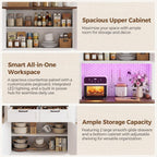 Unikito Pantry Cabinet with Microwave Countertop, 71" Tall Kitchen Pantry Storage Cabinet with Charging Station & LED Lights, Freestanding Kitchen Hutch with Drawers& Pegboard for Dining Room, White