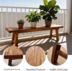 Farmhouse Indoor Wooden Living Room Dining Benchs Narrow Noodle Bench For Entryway 2" Thick Tabletop Skinny Bench For End Of Bed Solid Wood Shoe Benchs Easy To Assemble Sturdy For Kitchen(55.1")