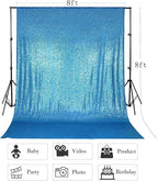 8ft x 8ft Aqua Blue Sequin Backdrop Curtain Sparkle Photo Backdrop for Wedding Birthday Baby Shower Wall Decorations