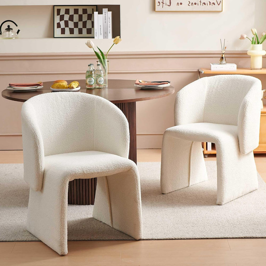 Homedot Dining Chair Upholstered Set of 4,Stylish Accent Barrel Side Chairs Cozy Sofa Chairs Teddy Velvet Comfortable Armchairs for Bedroom Reading Room Waiting Room Kitchen Dining Room