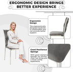 Velvet Dining Chairs Set of 4, Modern Upholstered Kitchen Chairs with Silver Metal Legs, Woven Velvet Fabric and High Back, Dirt Resistance, Easy to Assemble, for Home, Living Room - Dark Grey