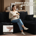 96" Cloud Sectional Couches for Living Room, L Shaped Couch with Deep Seat, Memory Foam Sofa in A Box No Assembly Required, Black