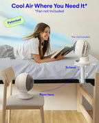 Smallish FanShelfie Adjustable Fan Holder for Dorm Room - White | Bunk & Lofted Bed, College Essentials Boys & Girls, Patented Height & Distance Design, Compatible with Popular Dorm Fans